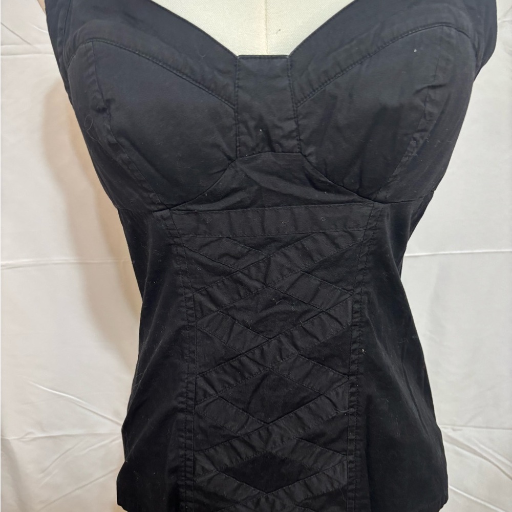Y2K 2b Bebe Black Corset Tank Top Zip Back Strappy Cutout Small - Picture 2 of 4
